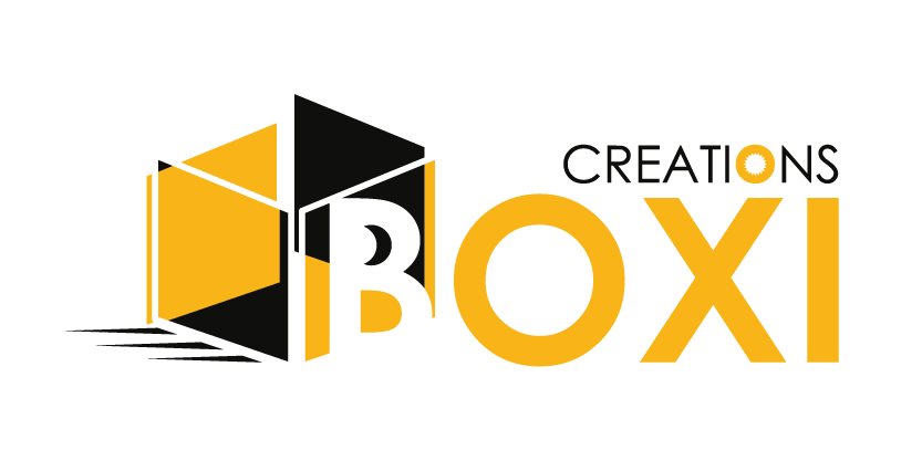Logo of abstract box with text.