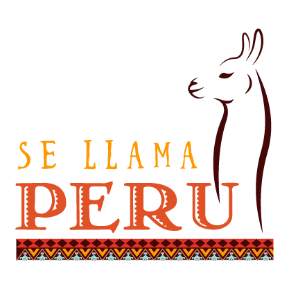 Logo silhouette llama and peruvian ornament for a restaurant.
