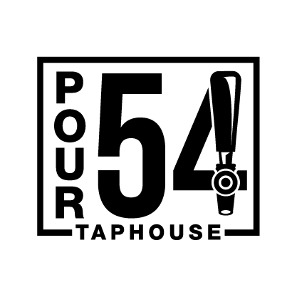 Logo with the number 54 and a beer tap for the pub.