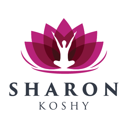Logo woman in yoga pose on a background of a lotus flower.