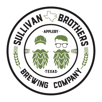 Logo two men with hop beards in a circular label.
