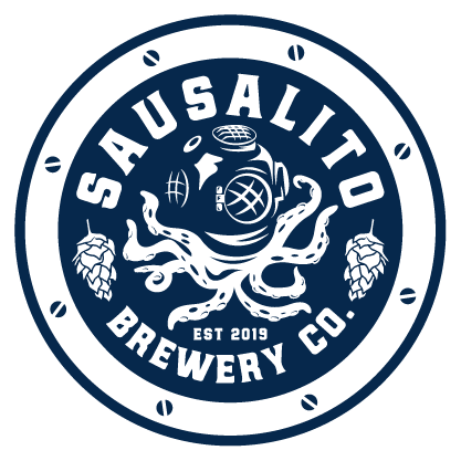 Logo octopus in a diving helmet and hops in a circular label.