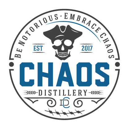 Logo skull in a pirate hat and wheat in a circular label.